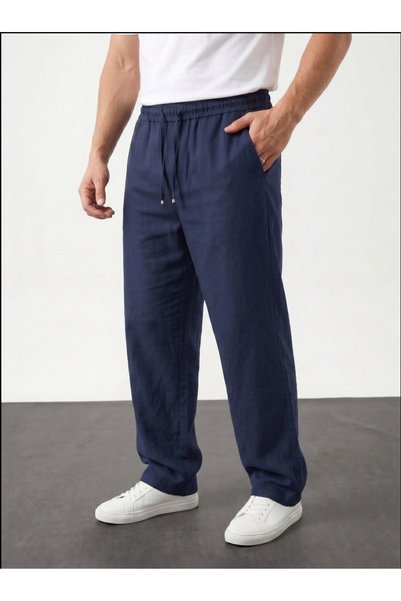 goreels Erkek Rahat Yazlık Bol Keten Baggy Pantolon