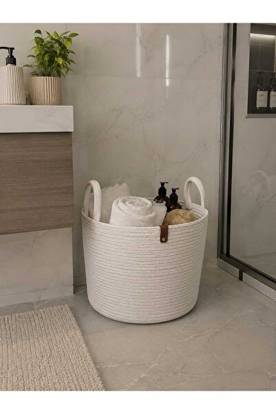 SHLM TEKSTİL 26x20 Çok Amaçlı Sepet, Çamaşır Sepeti, Oyuncak Sepeti, Battaniy...