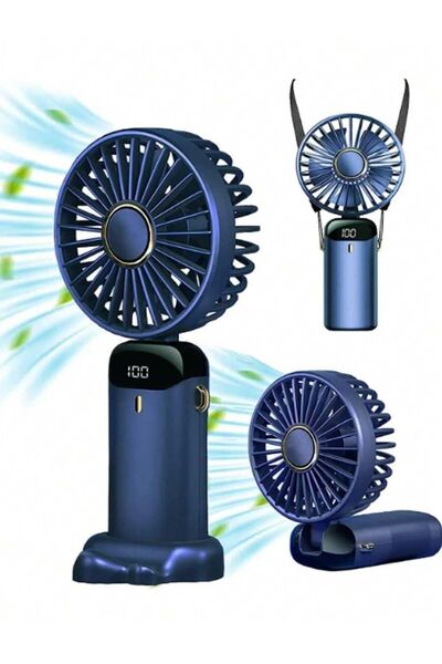 ozbience Mini El Fanı, 5 Kademe Dijital Ledli, Boyun Askılı, Taşınabilir Klima
