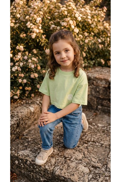 poozkids Pooz Kids Girls Oversize Crop T-Shirt Cotton Casual Basic Summer T-Shirt