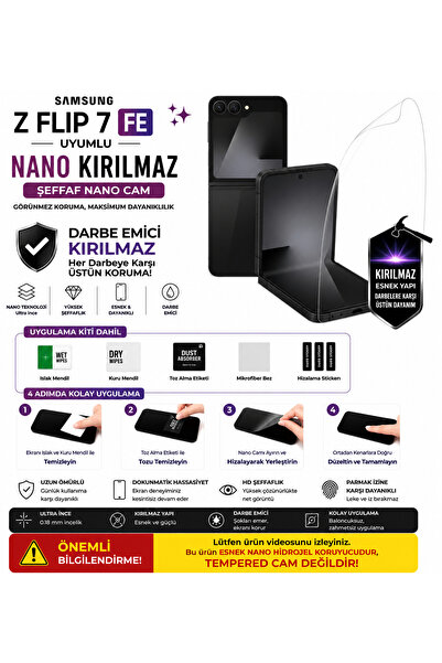 Astakos Samsung galaxy z flip 7 fe Uyumlu Nano Hidrojel Kırılmaz Ekran Koruyu...