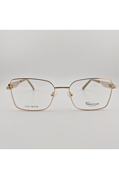 Vanessa Women's Eyeglass Frames C20, geometric, metal, gold and cream, lightw...
