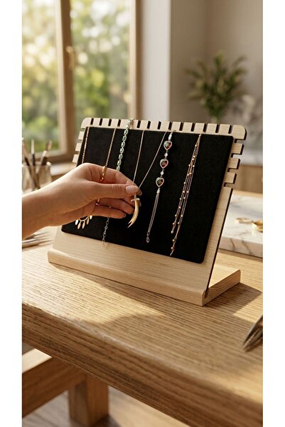 segalife Wooden Necklace Stand – Black Fabric Covered Jewelry Organizer 26X26...