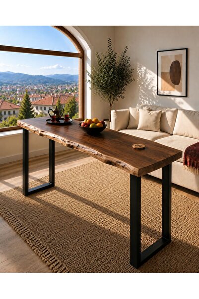 NATUREE AHŞAP 39 X 160 KAHVE BAR KÖŞESİ DOĞAL KENARLI DEMİR AYAK (YÜKSEKLİK 1M)