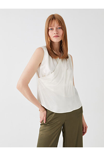 LC Waikiki Double Breasted Collar Plain Satin Women's Blouse