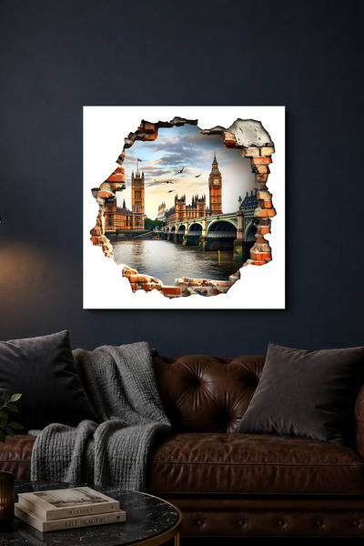 Lucena Pictură murală decorativă 3D Londra Big Ben, cu vedere la oraș, din metal