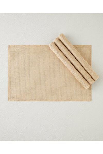 English Home Soft glow Polyester 4'lü Amerikan Servis 30x45 cm Gold
