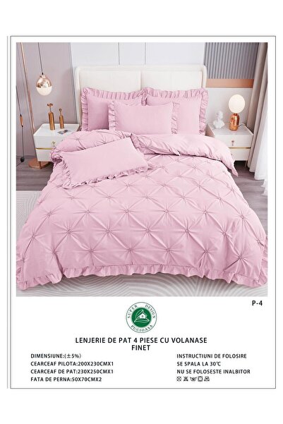 Super Design Pucioasa Finet 4-Piece Duvet Cover Set with Ruffles and Decorati...