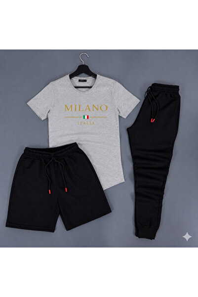 SILATU Stylish Sweatwear Set 3 Pieces (Shorts-Sweatshirt-T-Shirt)