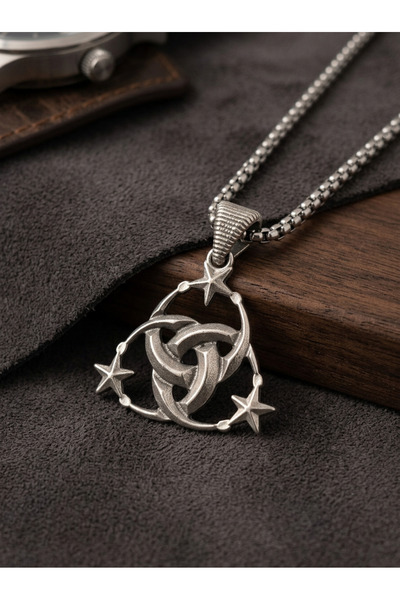 Velcari Retro Design Starry Knot Stainless Steel Chain Men's Necklace