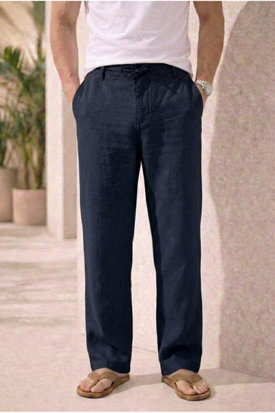 TheSeason Pantaloni relaxați pentru bărbați, de vară, de culoare bleumarin, c...