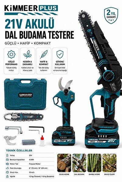 KİMMEER PLUS 2'li Set 50mm Bağ Makası ve Budama Testeresi Sarı