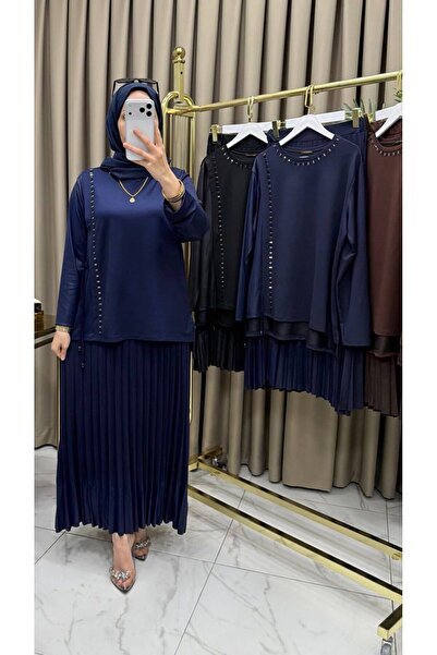 MODA Zımba Detaylı Tunik Piliseli Etek Takım