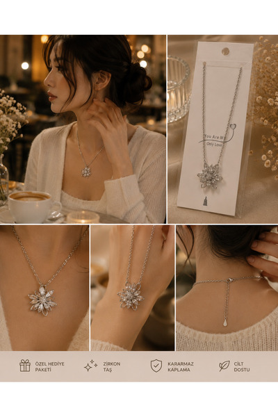 Merina Atölye Flower Silver Necklace