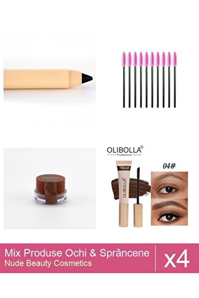 Makeup Set Mix 4 produse Rimel Sprancene: Rimel sprancene Olibolla #04 Chocol...