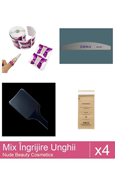 Makeup Set Mix 4 produse Ingrijire Unghii: Sablon Fluture 300 bucati, Pungi s...