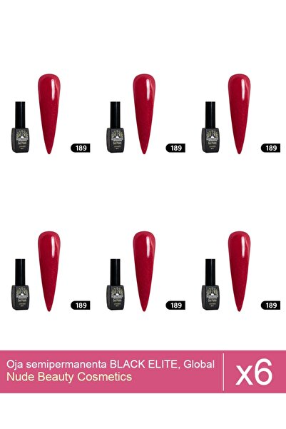 Makeup Set 6x Oja semipermanenta BLACK ELITE, Global Fashion 8 ml,189