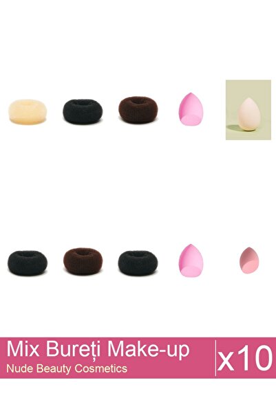 Makeup Set Mix 10 produse Bureti: Burete coc blond - 9 cm diametru, Burete ex...
