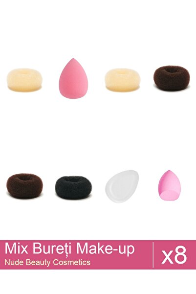 Makeup Set Mix 8 products Sponges: Blonde bun sponge - 11 cm diameter, Brown ...