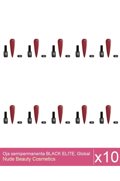Makeup Set 10x Oja semipermanenta BLACK ELITE, Global Fashion 8 ml,353