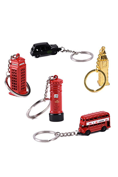 Choice4 5pcs set New London Red Bus Keychain Post Box Key Holder Telephone Bo...