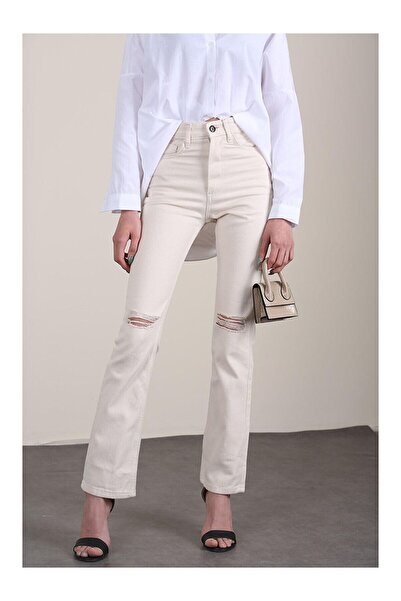 LC Waikiki Nevavm Beige Ripped Detailed Slim Fit Jeans Mg1305