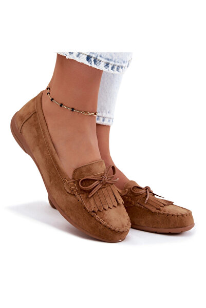 Evento Women's Moccasins Made of Suede Camel Vantae 36