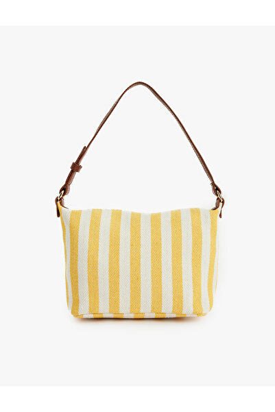 Koton Leather Look Handle Zippered Striped Bag
