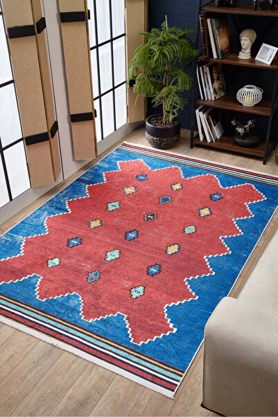 halinet Halı.Net Red Modern Washable Non-Slip Living Room Carpet Haln-Hln1678