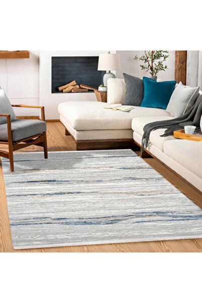 halinet Halı.Net Blue Vintage Antique Washable Non-Slip Living Room Carpet Cr...