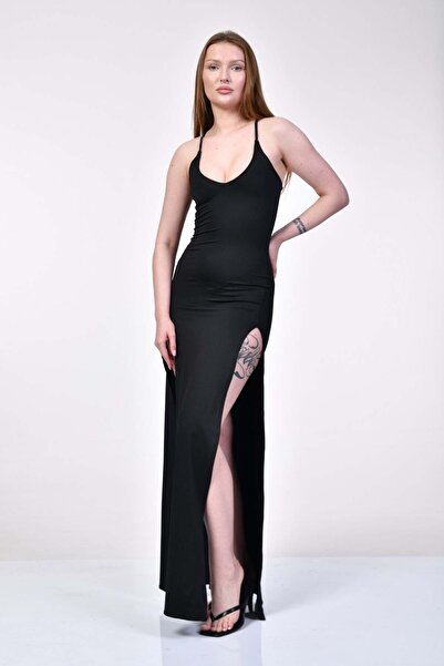 Bıg fashıon Rochie lungă Double Yaraca Micro - Negru