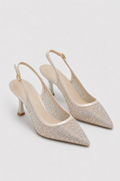 BonuStep Diamour Women's Crystal Stone Pointed Toe Stiletto 8cm