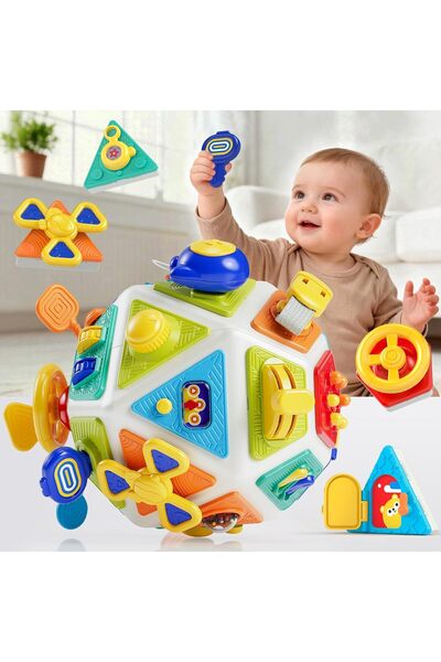 KidProtect Монтесори интерактивна бебешка играчка TinyGenius Куб, 22 в 1, за ...
