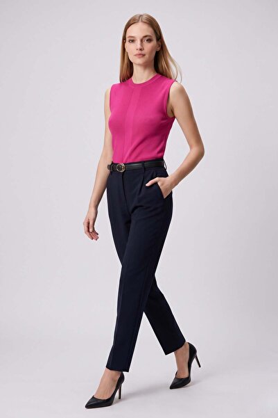 odelon Women's Ribbed Knit Sleeveless Knitwear Athlete Blouse Fuchsia
