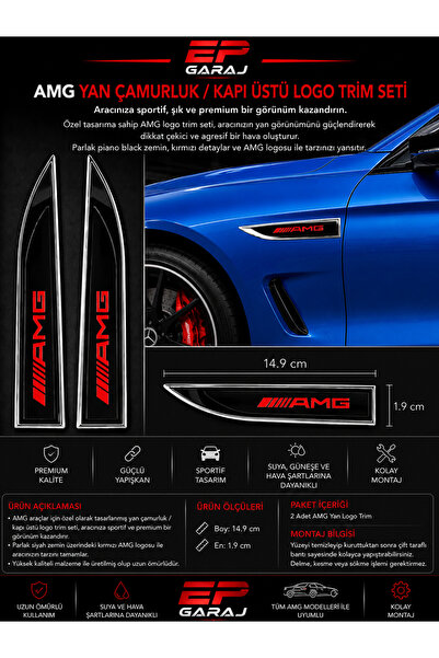 EP GARAJ OTOMOTİV Mercedes Amg Side Fender / Above Door Logo Trim Set – Red C...