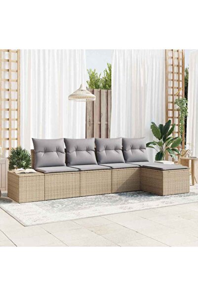 vidaxl Set de canapele pentru gradina 5 pcs Beige È™i gri deschis