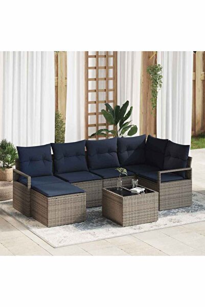 vidaxl Set de canapea cu perna 7 pcs Gri poliratan