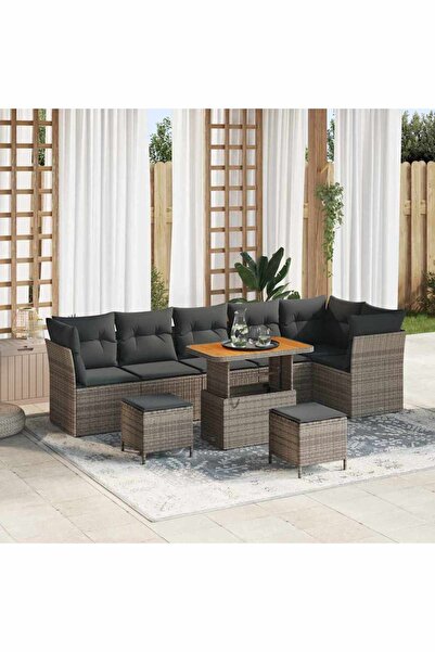 vidaxl Set de canapele pentru gradina 9 pcs Gri poliratan