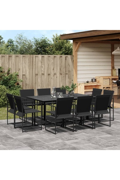 vidaxl Set mobilier de gradina, 11 piese, negru, textilena