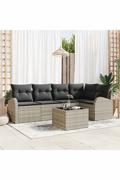 vidaxl Set de canapele pentru gradina 6 pcs Gri deschis poliratan