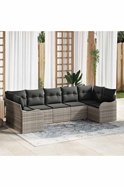 vidaxl Set de canapele pentru gradina 7 pcs Gri deschis Rattan poli