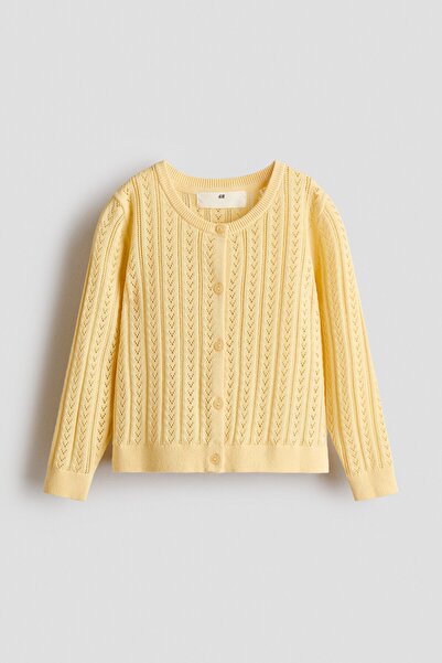 H&M Delik Desenli ve Pamuklu Triko Hırka