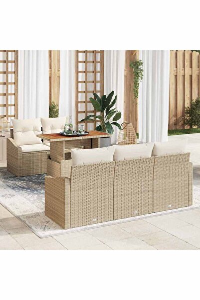 vidaxl Set de canapele pentru gradina 6 pcs Bej Rattan poli