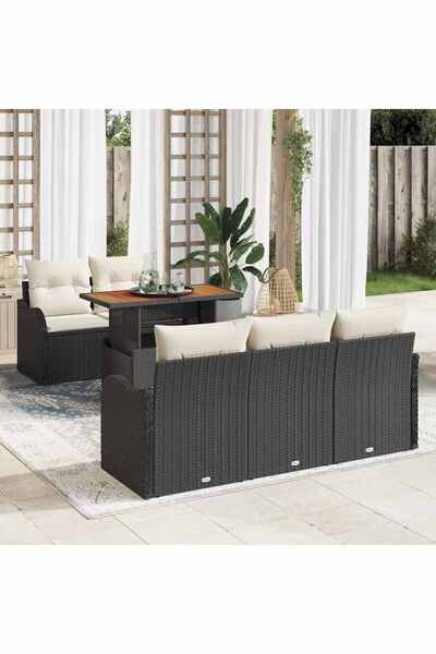 vidaxl Set de canapele pentru gradina 6 pcs Negru Rattan poli