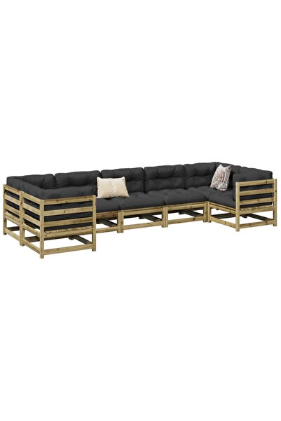 vidaxl Set canapea de gradina, 7 piese, lemn de pin tratat