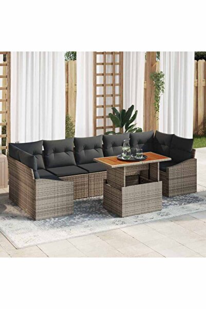 vidaxl Set de canapele pentru gradina cu depozitare 8 pcs Gri