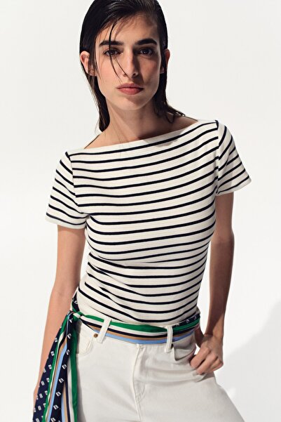H&M Pamuklu ve Kayık Yakalı Üst