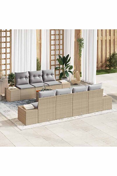 vidaxl Set de canapele pentru gradina 8 pcs Beige È™i gri deschis