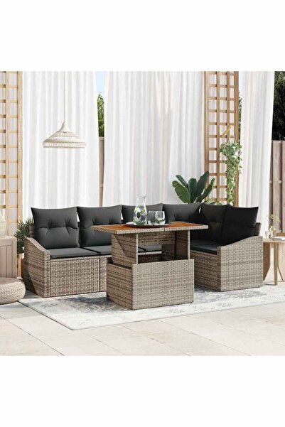 vidaxl Set de canapele pentru gradina 6 pcs Gri Rattan poli
