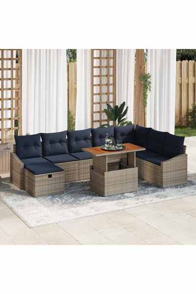 vidaxl Set de canapele pentru gradina 9 pcs Gri poliratan